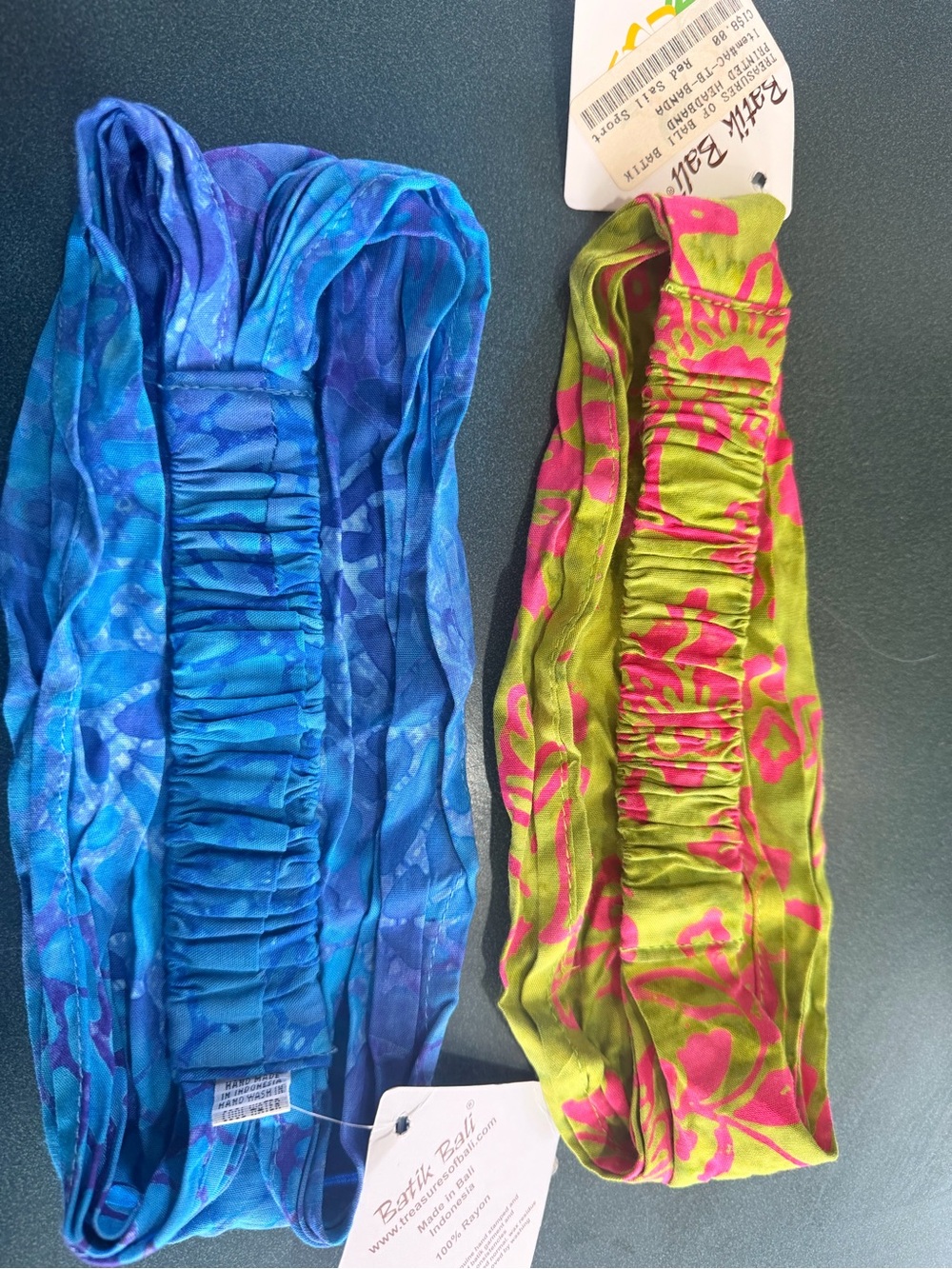 Batik Bali Bright Floral Headbands - Hand Stamped & Hand Dyed - Picture 3 of 8